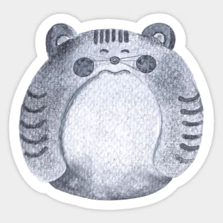 Cute Fluffy Cat in Grayscale Sticker